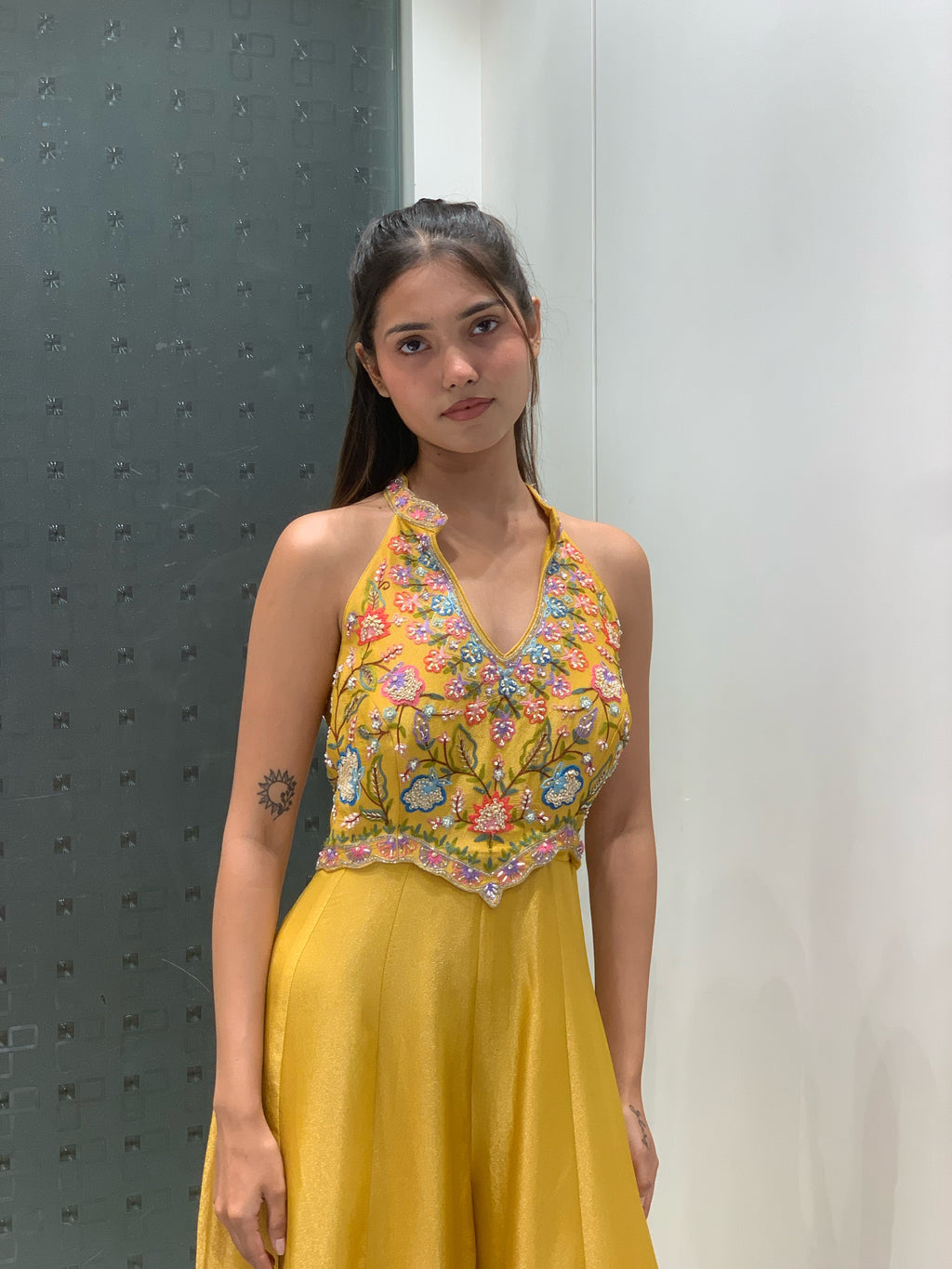 Mustard Raw Silk Indo Western Jumpsuit