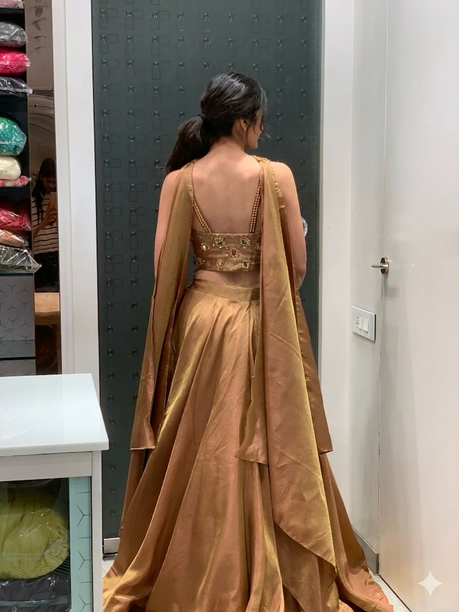 Gold Crop Top Lehenga