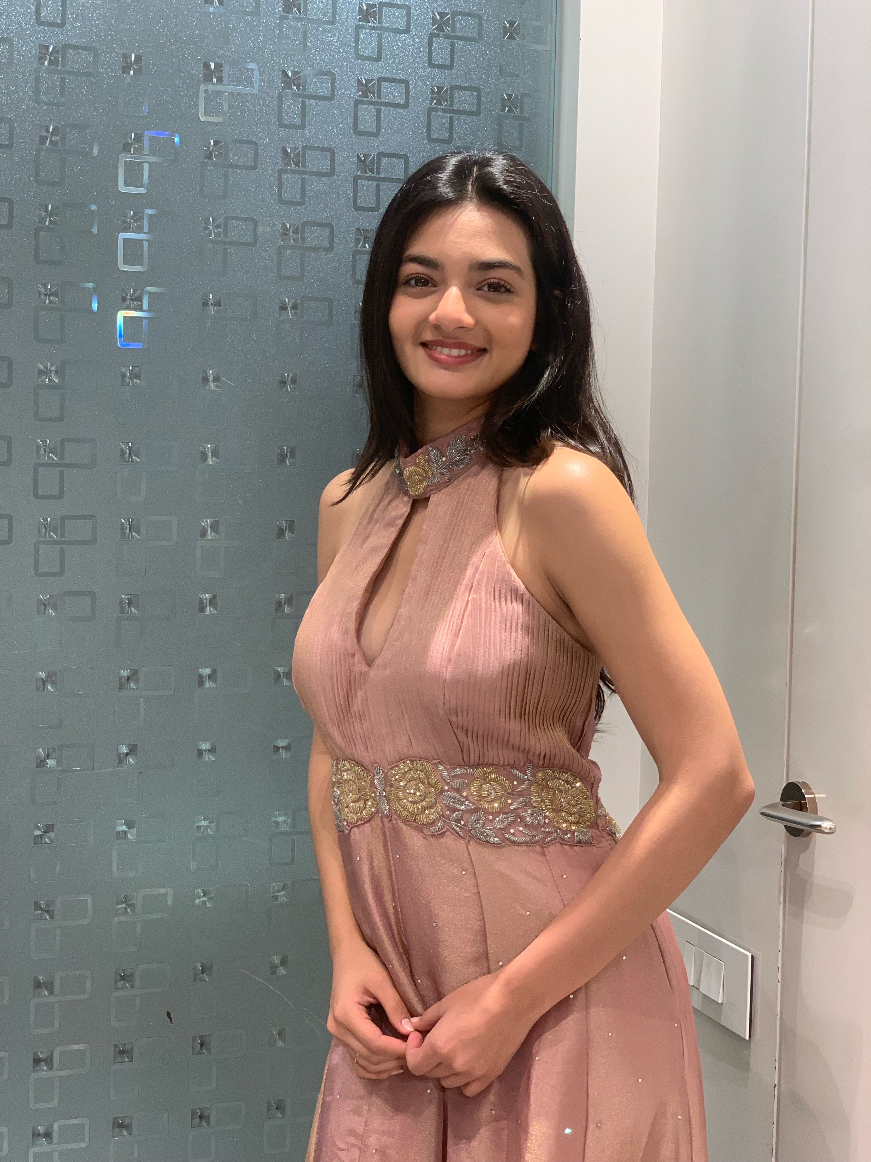 Rose Gold Tissue Indo Western Jumpsuit