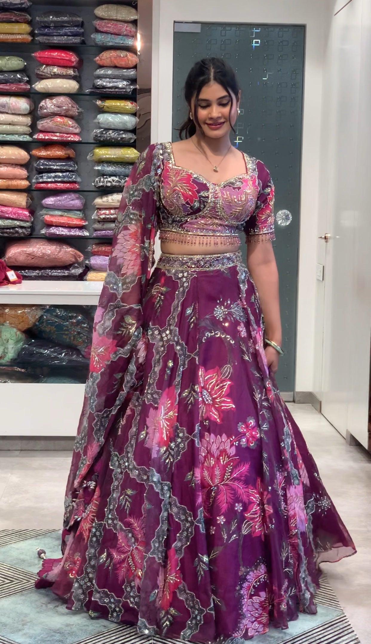 Mahima Mahajan Inspired Soft Organza Blouse & Lehenga