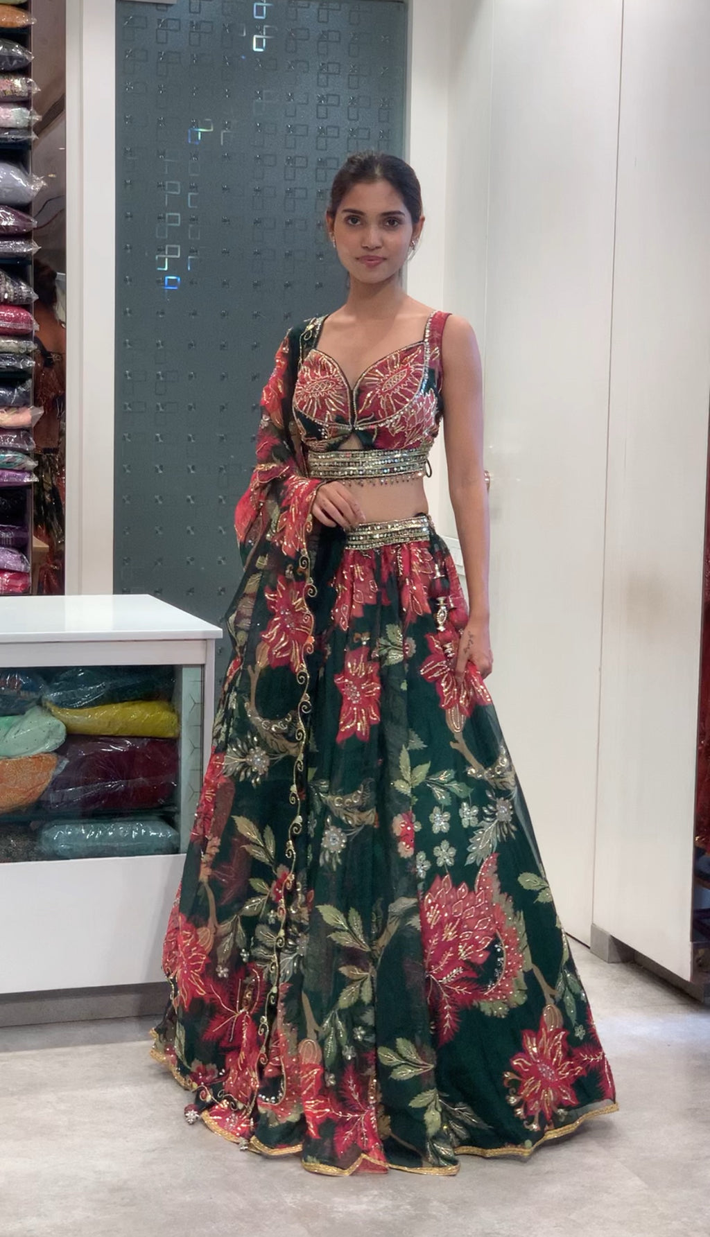 Mahima Mahajan Inspired Soft Organza Blouse & Lehenga
