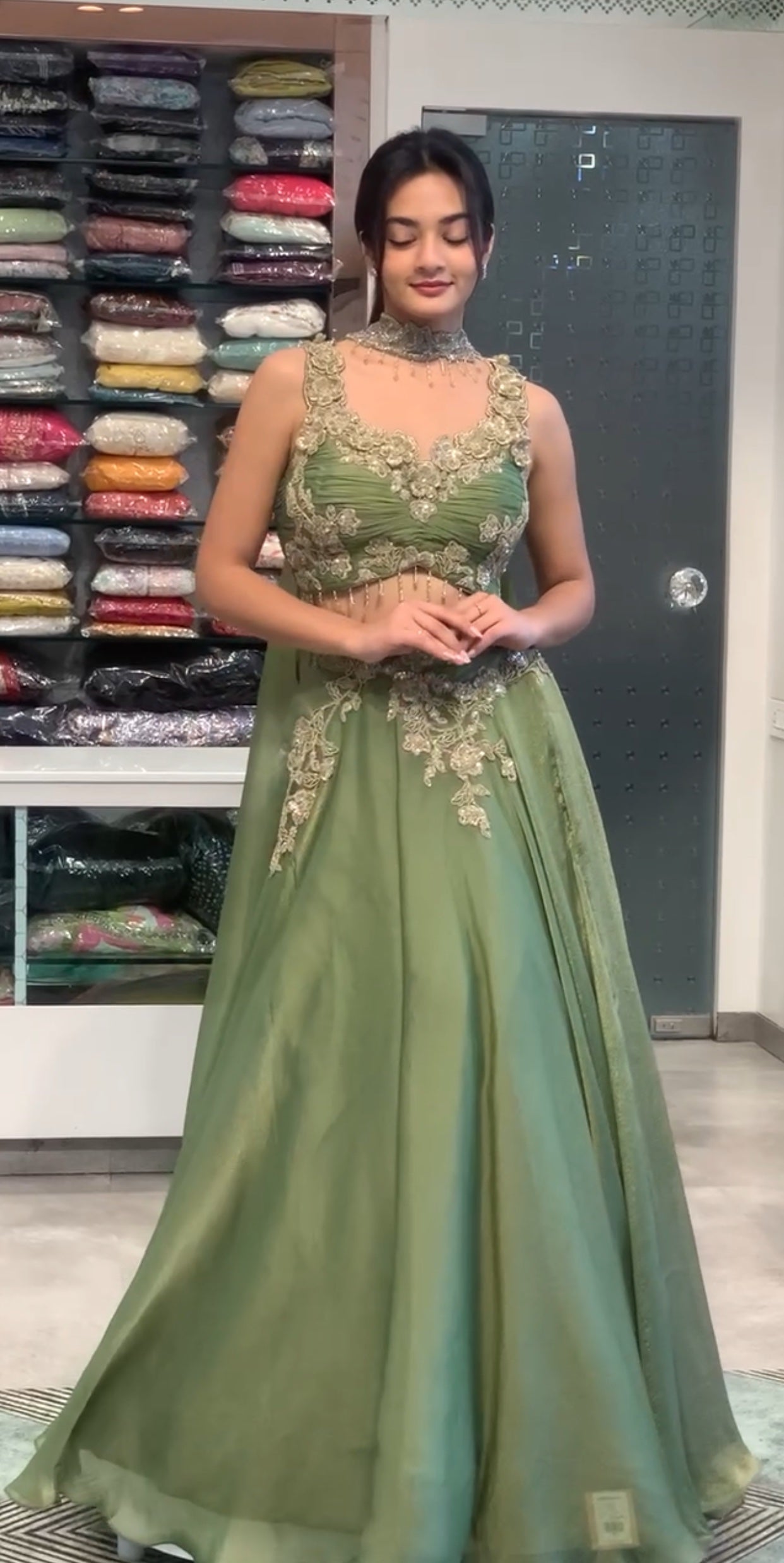 Teal Raw Silk Indo Western Jumpsuit